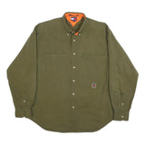 TOMMY HILFIGER Mens Green Long Sleeve Button Cotton Shirt L Casual Workwear