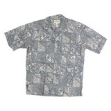 COOKE STREET Mens Blue & White Pattern Cotton Shirt M Hawaiian Casual Summer