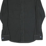 D&G Mens Black Cotton Blend Shirt S Designer Contrast Stitching Long Sleeve