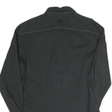 D&G Mens Black Cotton Blend Shirt S Designer Contrast Stitching Long Sleeve