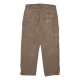 DICKIES Mens Cotton Blend Brown Regular Leg Trousers W36 L30 Workwear Zip