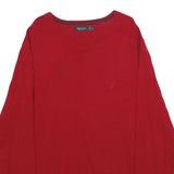 NAUTICA Mens Red Plain Cotton Jumper Crew Neck Basic Knit XL Classic Comfortable