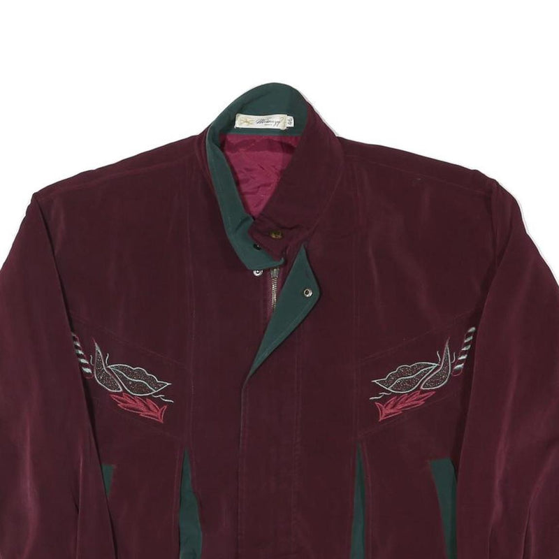 MEINAZY Mens Maroon & Green Classic Jacket M Polyester Blend Embroidered Unique