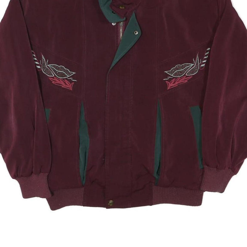 MEINAZY Mens Maroon & Green Classic Jacket M Polyester Blend Embroidered Unique