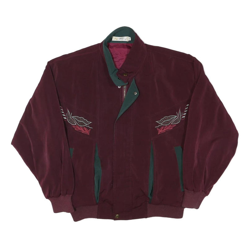 MEINAZY Mens Maroon & Green Classic Jacket M Polyester Blend Embroidered Unique