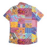 ROMWE Womens Multicolour Patchwork Pattern Shirt Dress Cotton Short Sleeve M