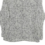 YESSICA Womens Grey Printed Long Sleeve V-Neck Blouse M Patterned Top