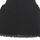 MASSIMO DUTTI Womens Black Lace Trim Sleeveless V-Neck Top M Ribbed