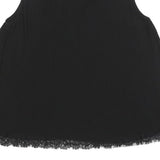 MASSIMO DUTTI Womens Black Lace Trim Sleeveless V-Neck Top M Ribbed