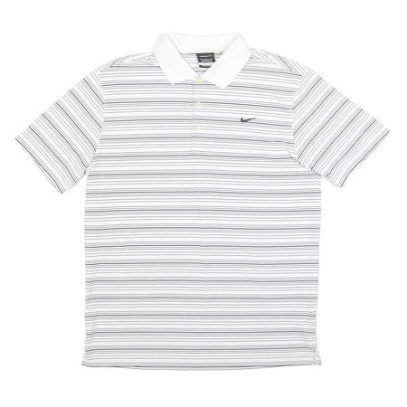 NIKE Mens White & Black Striped Short Sleeve Polo Shirt M Lightweight Sports