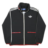 ADIDAS Mens Black White Polyester Blend Track Jacket L Zip Sport Retro