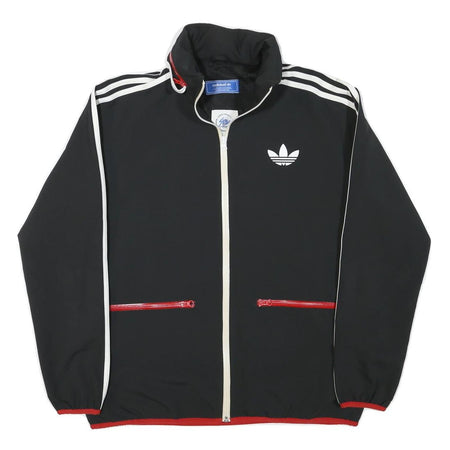 ADIDAS Mens Black White Polyester Blend Track Jacket L Zip Sport Retro