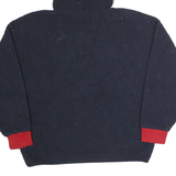 TOMMY SPORT Mens Navy Blue Red & White Chevron Zip Jacket M Cotton Sherpa