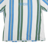 GUESS ORIGINALS Mens Blue & Green Stripe Graphic T-Shirt M Short Sleeve Crew