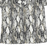 MORGAN Y2K Womens Black Beige Print Top Short Sleeve V-Neck M Stylish Polyester