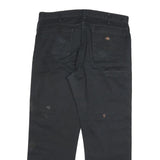 DICKIES Mens Black Regular Fit Straight Leg Cotton Blend Trousers W38 L30