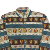ALFRED DUNNER Mens Multicolour Fleece Jacket L Polyester Leaf Pattern Zip