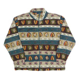 ALFRED DUNNER Mens Multicolour Fleece Jacket L Polyester Leaf Pattern Zip
