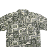 OP SPORT Mens Green & Cream Pattern Cotton Shirt L Summer Casual Beachwear