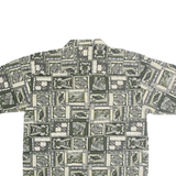 OP SPORT Mens Green & Cream Pattern Cotton Shirt L Summer Casual Beachwear