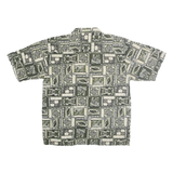OP SPORT Mens Green & Cream Pattern Cotton Shirt L Summer Casual Beachwear