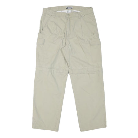 COLUMBIA Mens Cotton Blend Relaxed Cargo Trousers Beige W32 L27 Outdoor Utility
