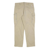 CARHARTT Mens Cotton Blend Beige Relaxed Cargo Trousers W36 L32 Casual Workwear