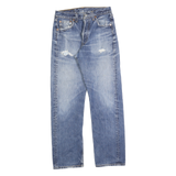 LEVI'S Mens Regular Fit Blue Denim Jeans W26 L28 Distressed Button Closure