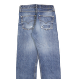 LEVI'S Mens Regular Fit Blue Denim Jeans W26 L28 Distressed Button Closure