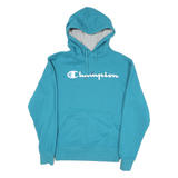 CHAMPION Mens Blue Pullover Hoodie S Cotton Blend Sweatshirt Casual Style