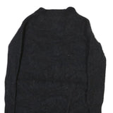 POLO RALPH LAUREN Womens Black Wool Plain Button Up Jumper V Neck Tight Knit M