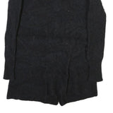POLO RALPH LAUREN Womens Black Wool Plain Button Up Jumper V Neck Tight Knit M