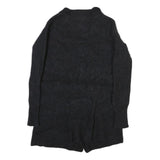 POLO RALPH LAUREN Womens Black Wool Plain Button Up Jumper V Neck Tight Knit M
