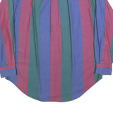 NORSPORT Mens Blue & Red & Green Stripe Shirt M Casual Button Down Cotton