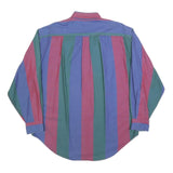 NORSPORT Mens Blue & Red & Green Stripe Shirt M Casual Button Down Cotton