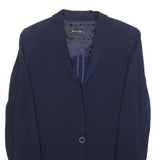 MASSIMO DUTTI Womens Navy Blue Jacket S Viscose Button Plain Stylish Elegant