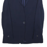 MASSIMO DUTTI Womens Navy Blue Jacket S Viscose Button Plain Stylish Elegant