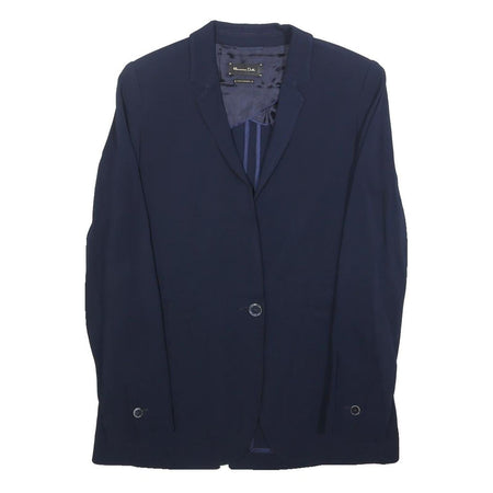 MASSIMO DUTTI Womens Navy Blue Jacket S Viscose Button Plain Stylish Elegant