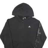 ADIDAS Womens Black Full Zip Hoodie UK 10 Logo Sleeve Print Casual