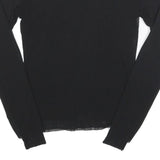 BENETTON Girls Black Basic Long Sleeve Boat Neck Top L Nylon Slim Fit