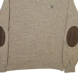 CHAPS Mens Beige Button Up Plain Roll Neck Basic Knit L Cotton Blend Jumper