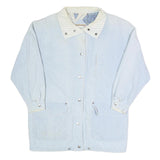 CURRENT SEEN Womens Blue Cotton Button Jacket S Plain Lightweight Casual Style