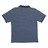 CHAPS Mens Blue & Navy Striped Short Sleeve Polo Shirt L Cotton Casual