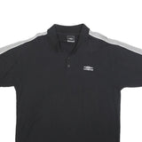 UMBRO Mens Black & Grey Cotton Blend Short Sleeve Polo Shirt L Sports Casual