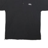 UMBRO Mens Black & Grey Cotton Blend Short Sleeve Polo Shirt L Sports Casual