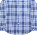 RALPH LAUREN Mens Blue & Light Blue Check Shirt L Classic Fit Cotton