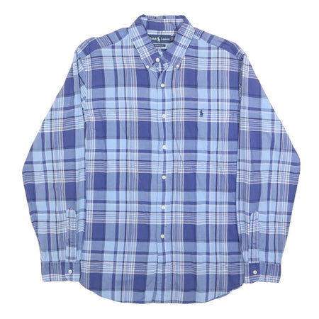 RALPH LAUREN Mens Blue & Light Blue Check Shirt L Classic Fit Cotton