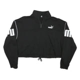 PUMA Womens Black 1/4 Zip XL Logo Print Cropped Sweatshirt