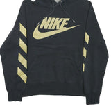 NIKE Mens Black & Gold Graphic Pullover Hoodie S Sportswear Sweatshirt