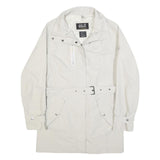 JACK WOLFSKIN Womens White Jacket UK 12 Polyester Classic Zip Belted Outdoor